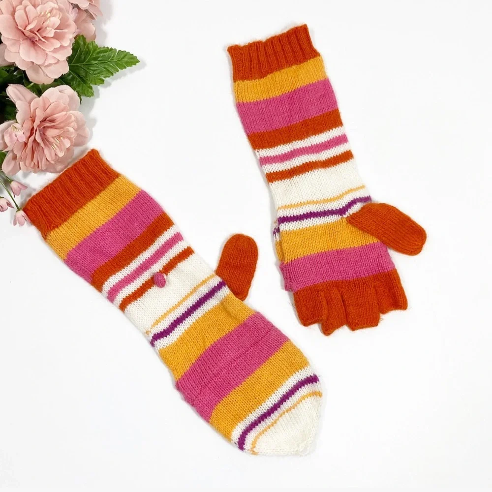 Bundle Girl’s Rabbit Hair Blended Mittens/Gloves & Socks 3 pair Set